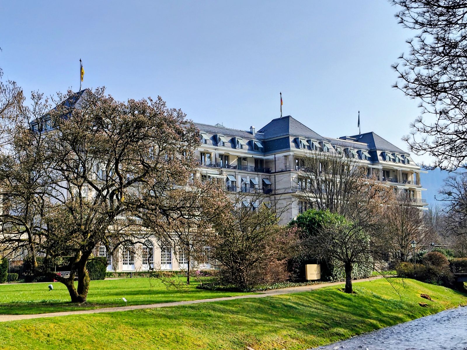 Brenners Park-Hotel seen from the park, before the trees come into leaf