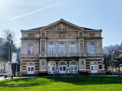 The Theater Baden-Baden, and a lawn already cut in March