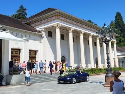 The Kurhaus portico — casino behind it, concert hall beside it