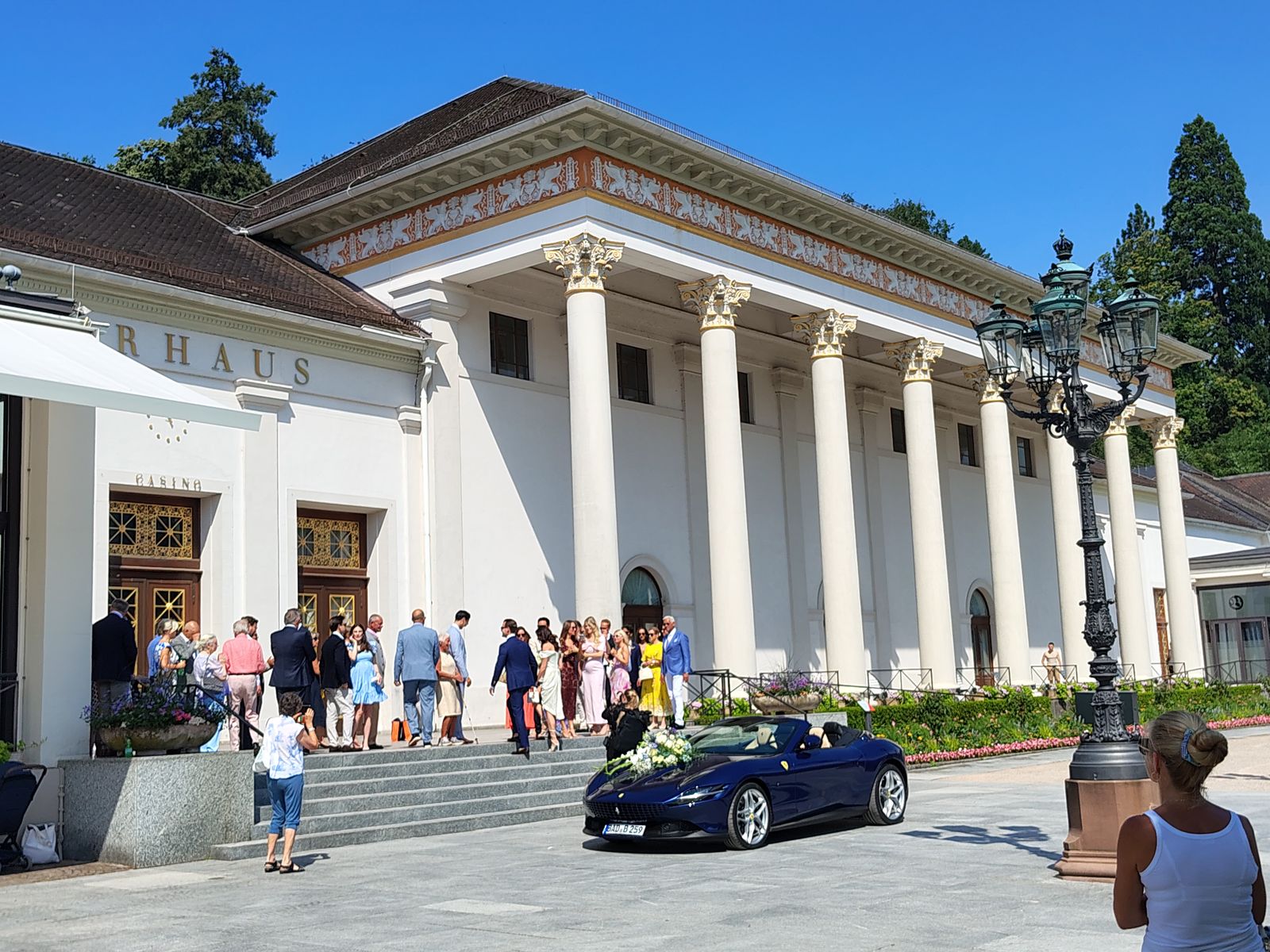 The Kurhaus portico — casino behind it, concert hall beside it