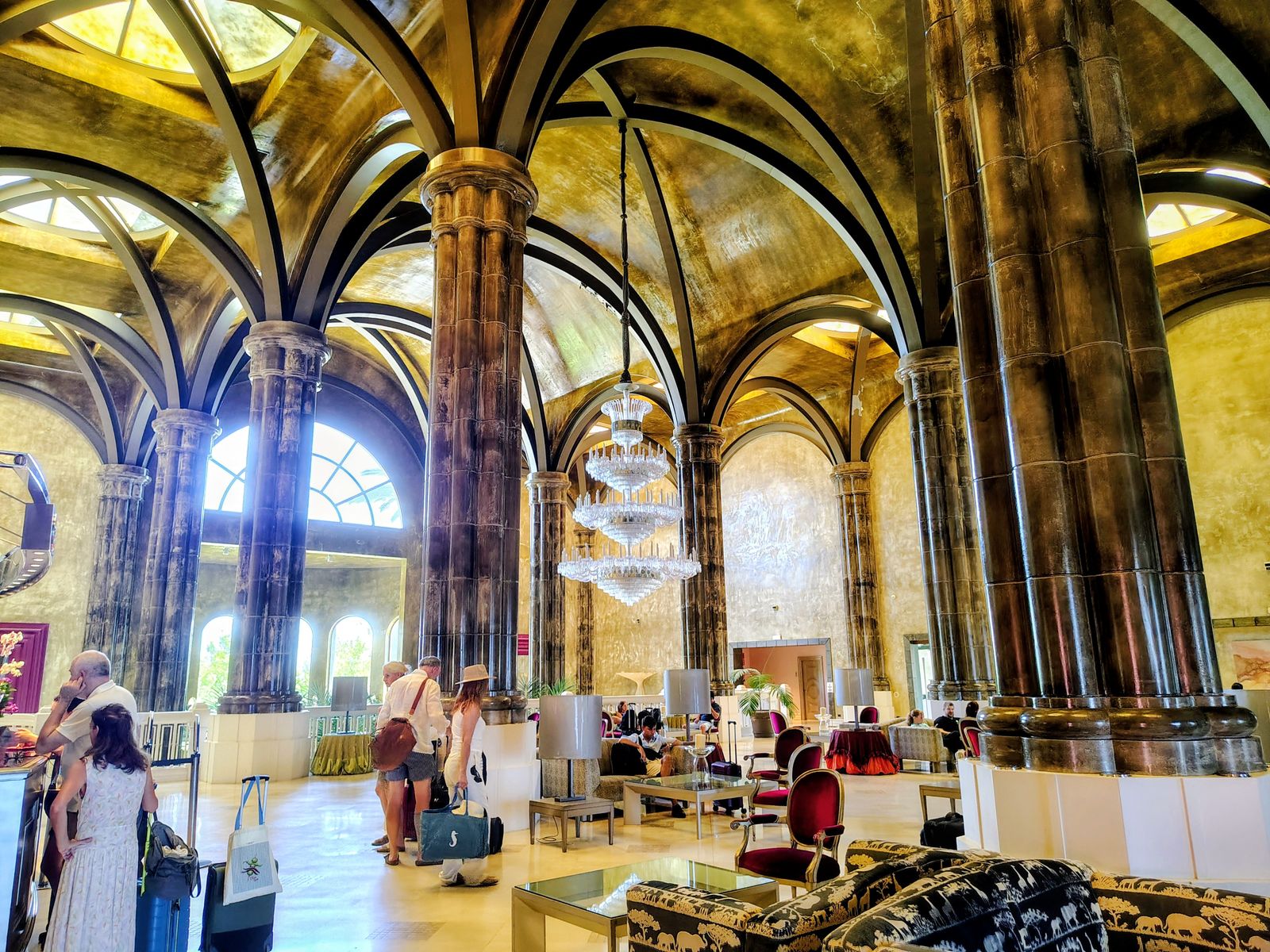 The Lopesan Villa del Conde lobby, built as a full-scale copy of a Canarian village church