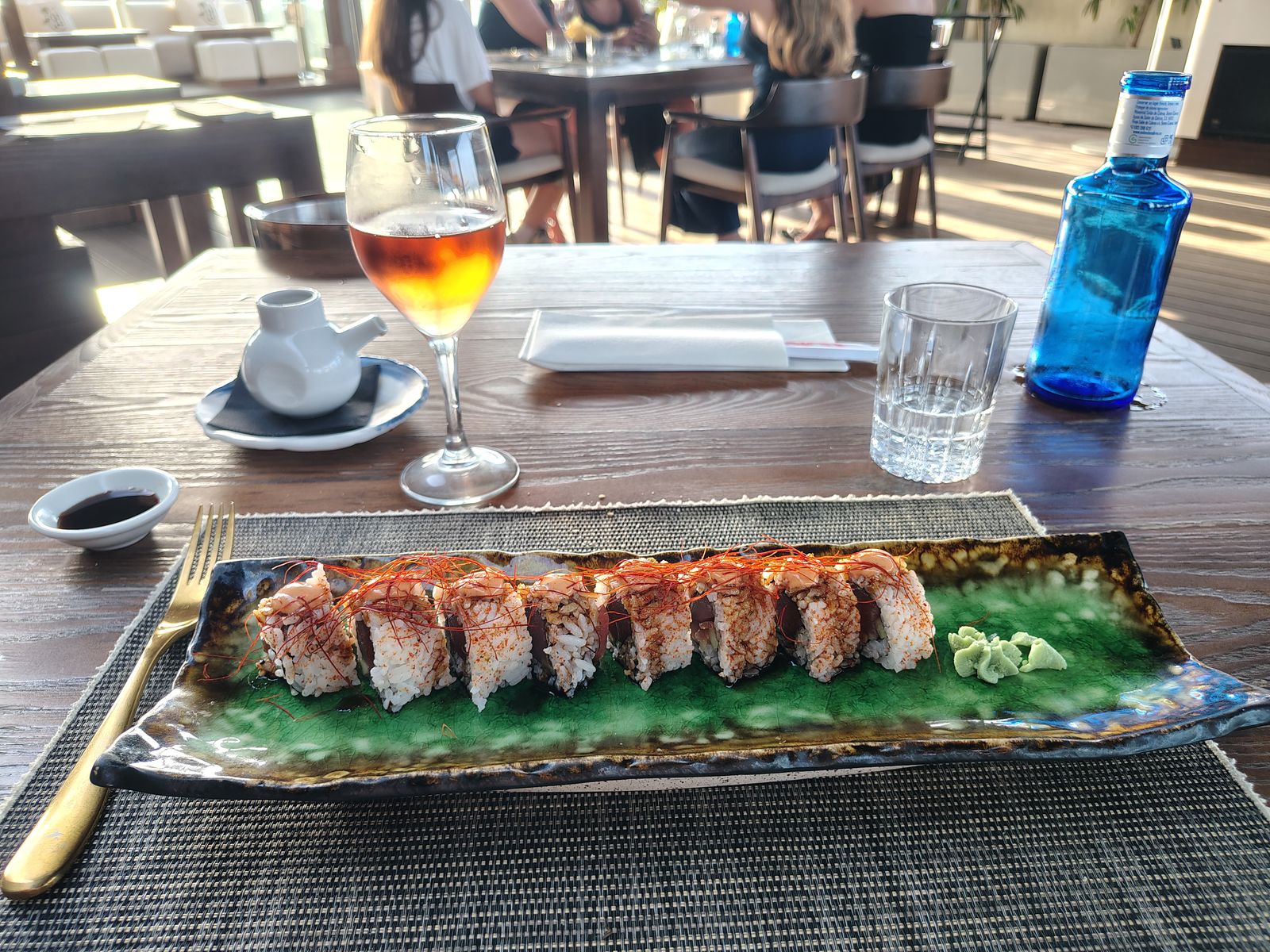 Sushi on the terrace at Hotel Faro, a Lopesan Collection Hotel, with the afternoon still going