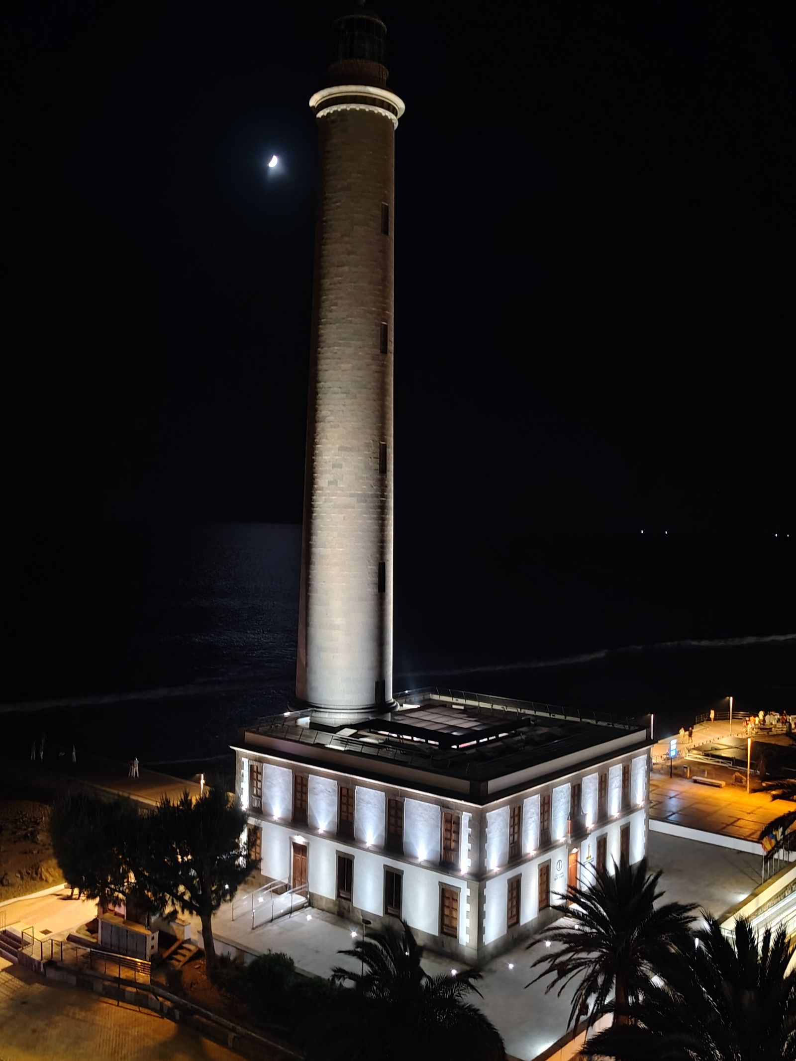 The lighthouse at night, with the moon where you would have put it