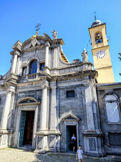 A baroque church on the waterfront, bell tower and all