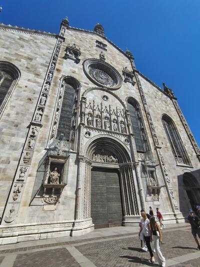 The cathedral front — Gothic below, Renaissance above, and nobody minds