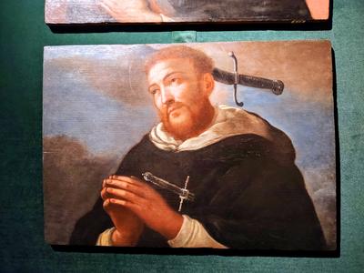 A friar in the Pinacoteca's collection, still watching the door