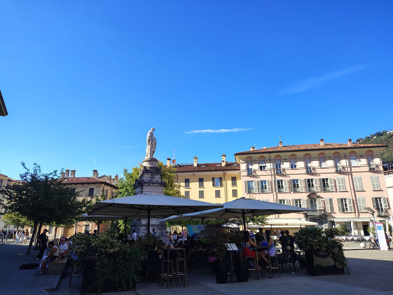 The piazza in the late afternoon — the reason room-only works here