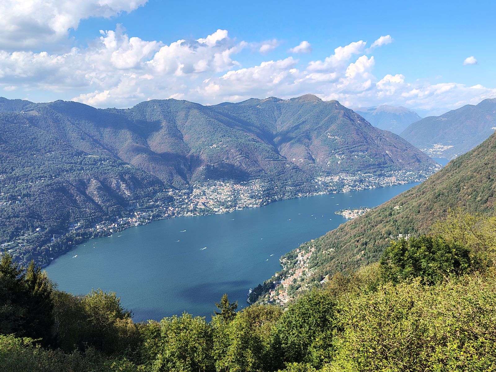 Lake Como seen from Brunate, the town at the head of the lake below the mountains
