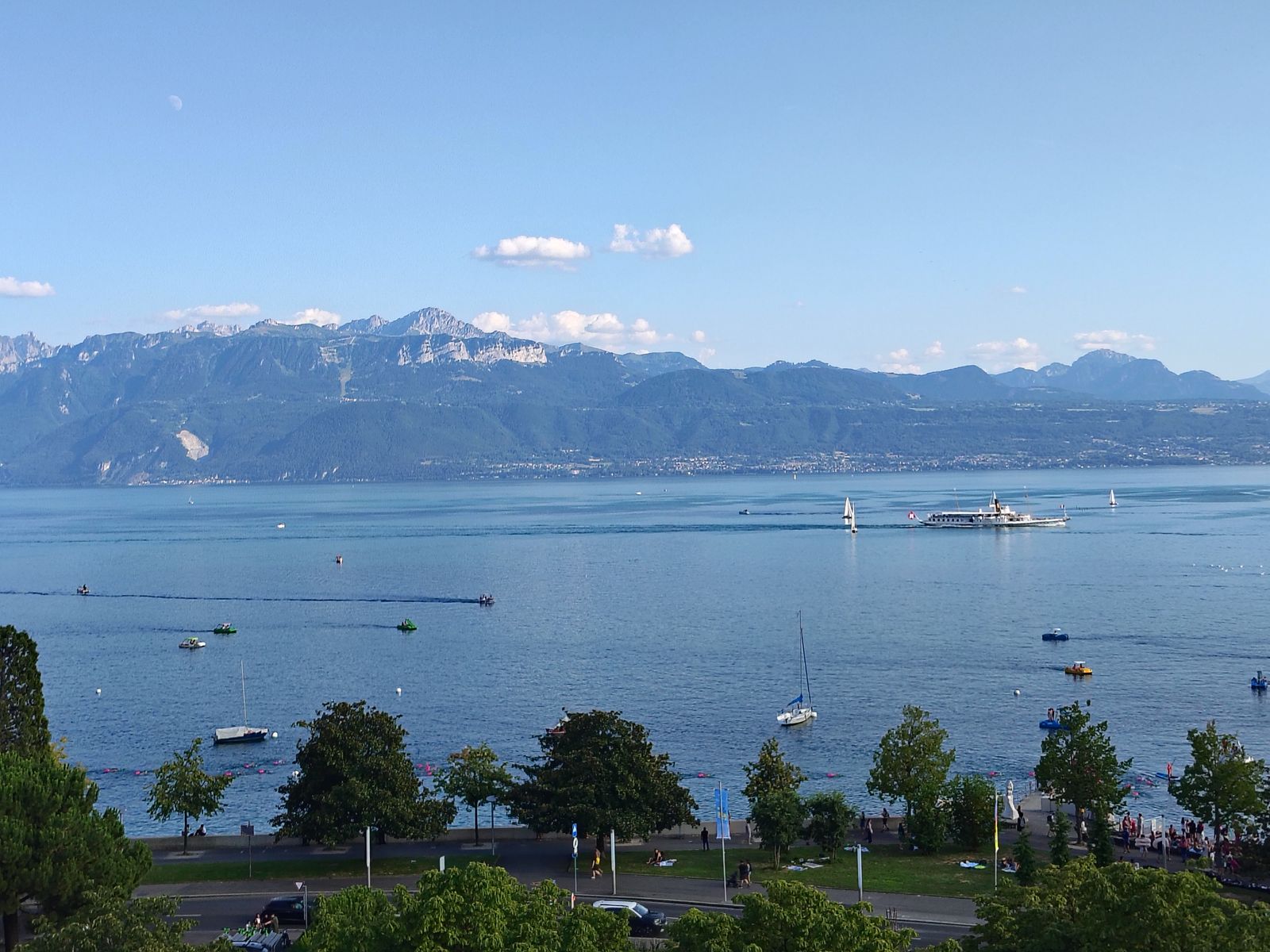Lake Geneva from Lausanne with the Savoy Alps opposite