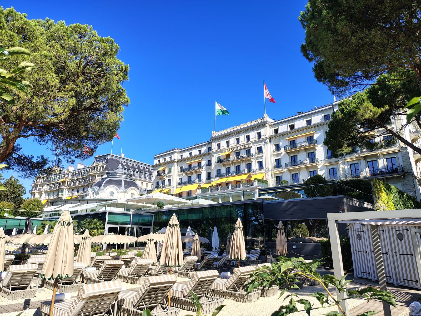 The Beau-Rivage Palace frontage from the garden terrace