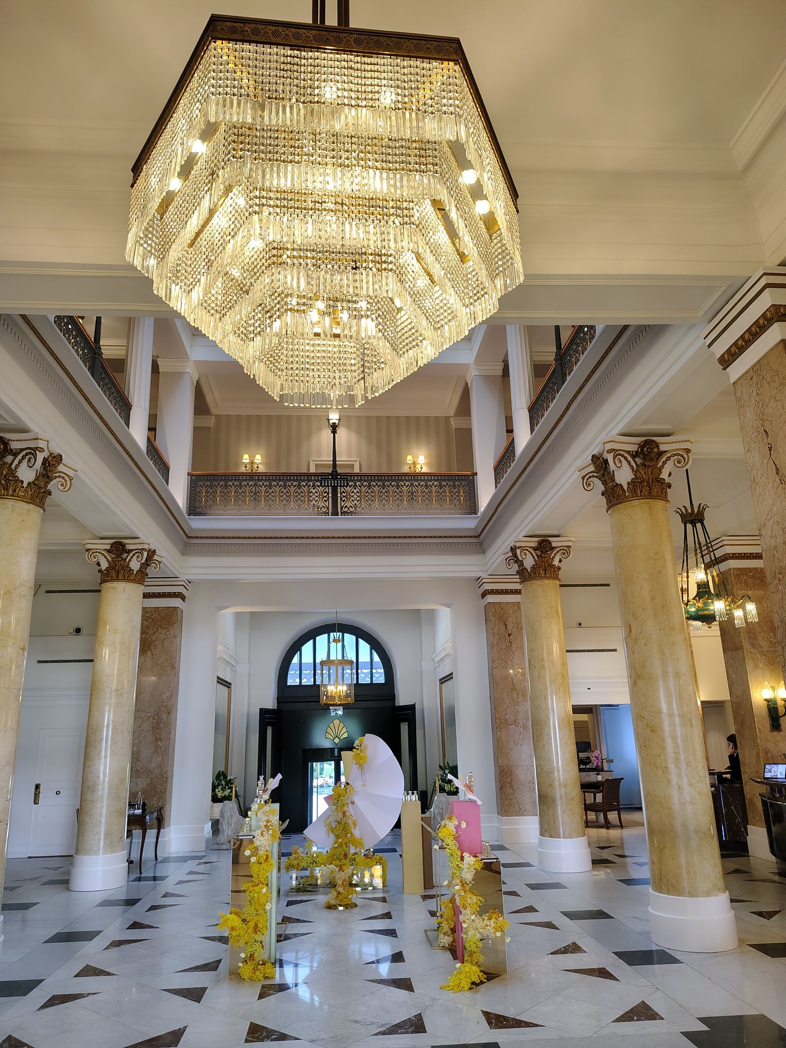 A Beau-Rivage ballroom being set for a summer wedding