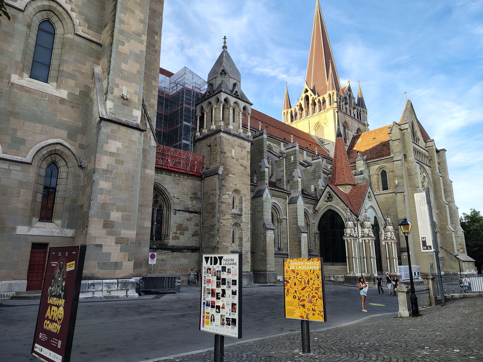 The cathedral front, the finest Gothic in Switzerland and still keeping a night watchman