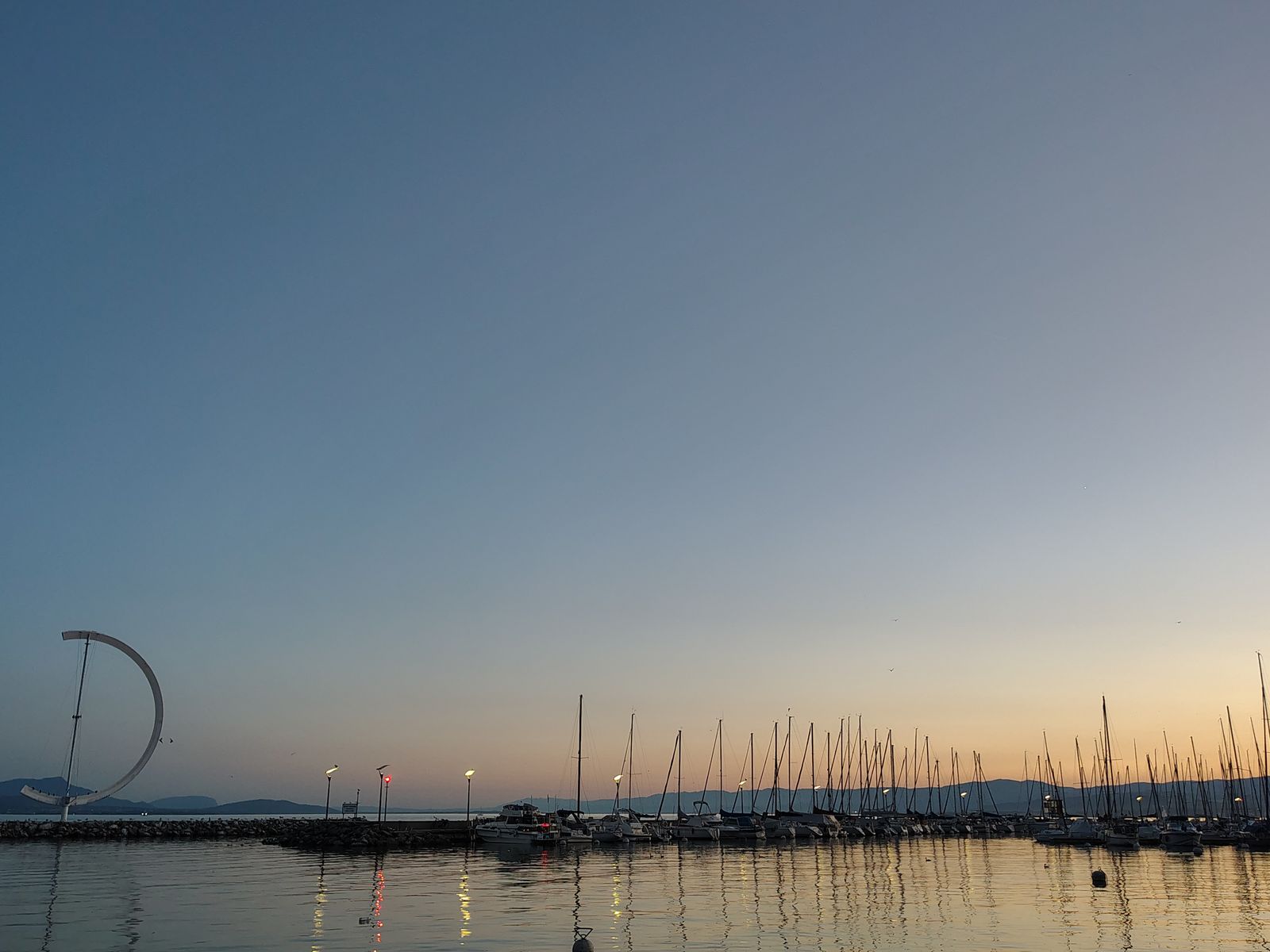 Sunset over the marina at Ouchy