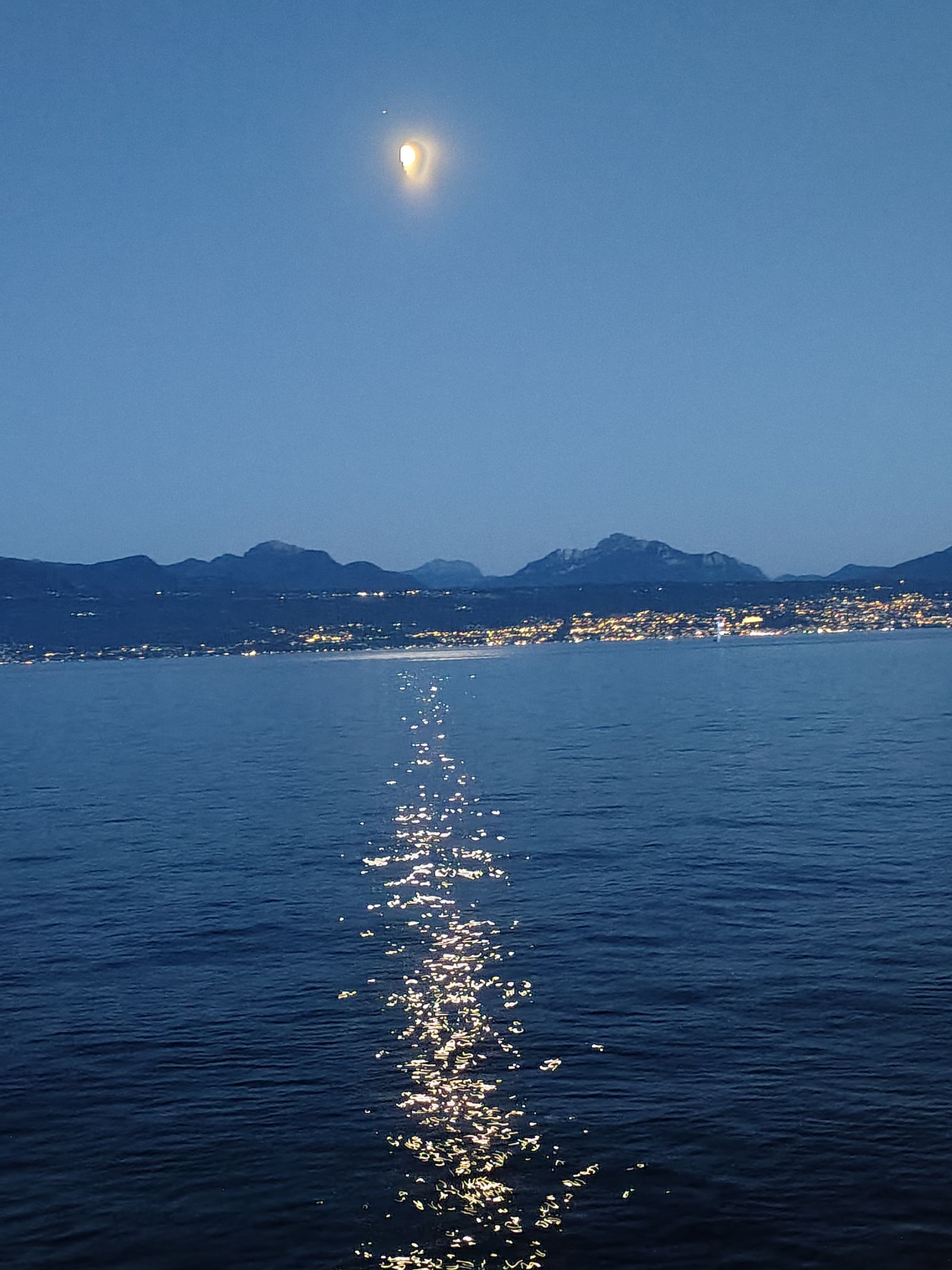 Moonlight laid out across the lake