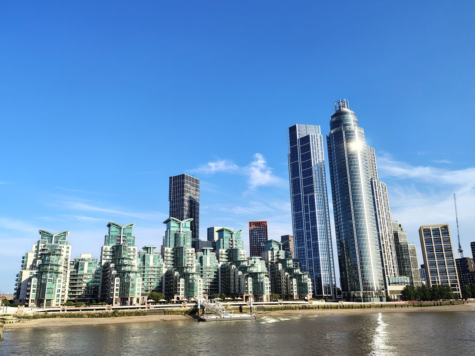 The Nine Elms towers and St George Wharf across the Thames at Vauxhall
