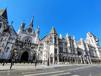 The Royal Courts of Justice on the Strand, empty in the middle of a hot afternoon — London