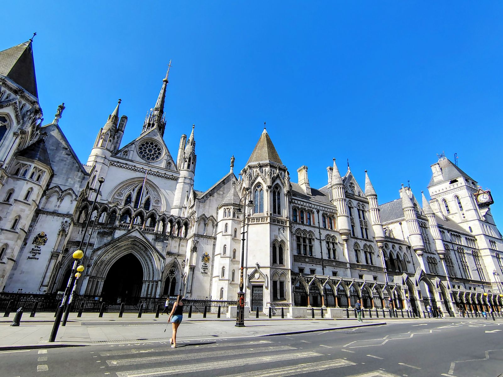 The Royal Courts of Justice on the Strand, empty in the middle of a hot afternoon — London