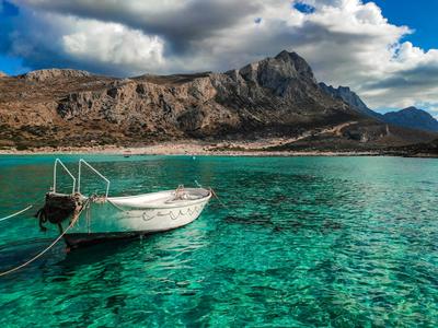 A boat off Balos beach — Crete