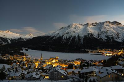Engadin houses above the snowline — the Engadin