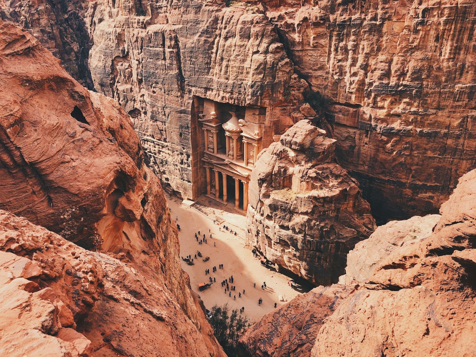The Treasury at Petra, at the end of the sandstone canyon — Jordan